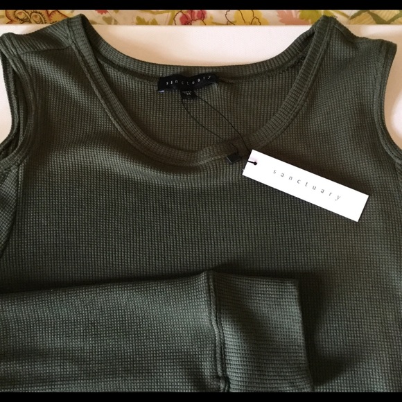 Sanctuary OLIVE Cold Shoulder top NWT